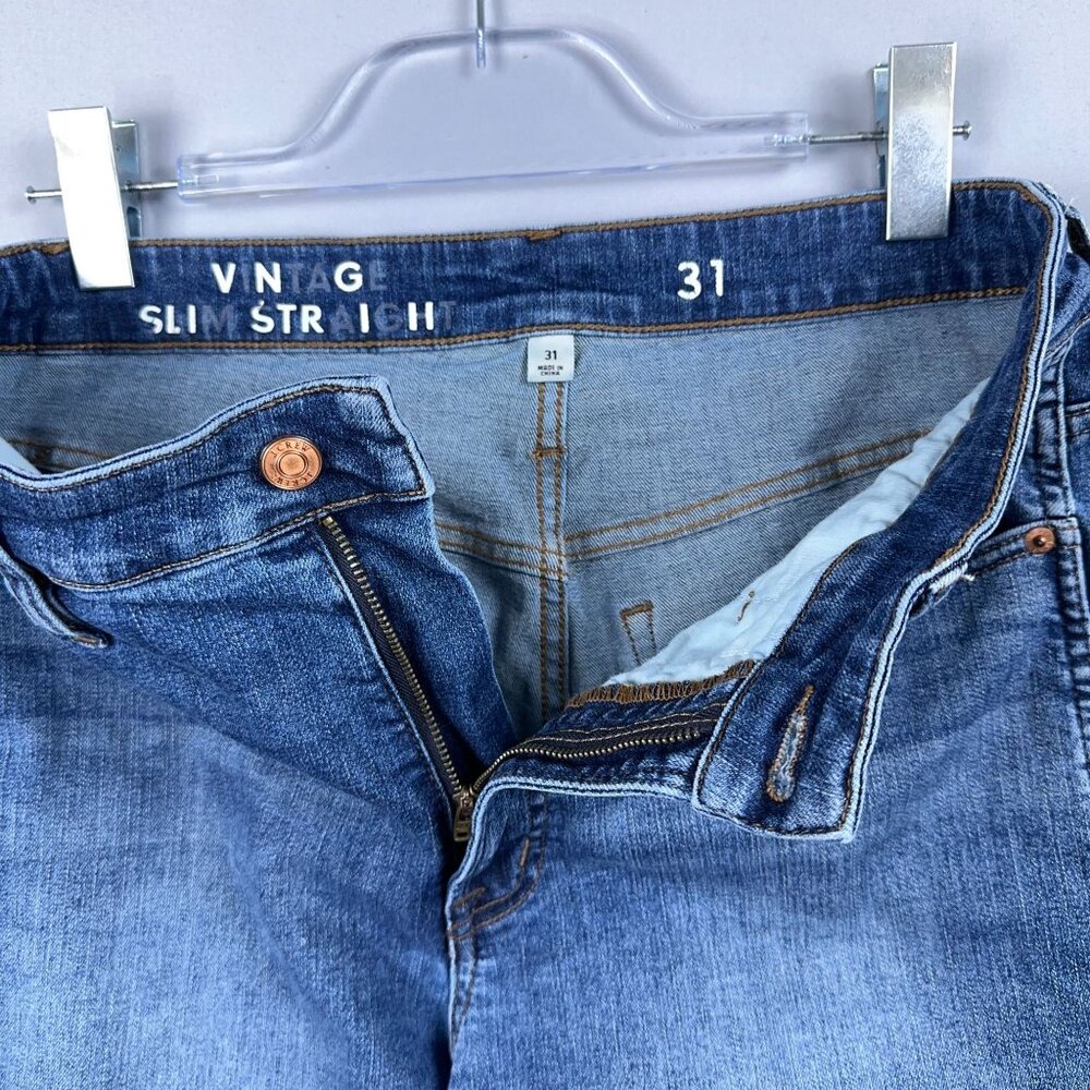 J Crew Vintage Slim Straight Leg Jeans Womens Size 31 High Rise Medium Wash Blue - Picture 5 of 12